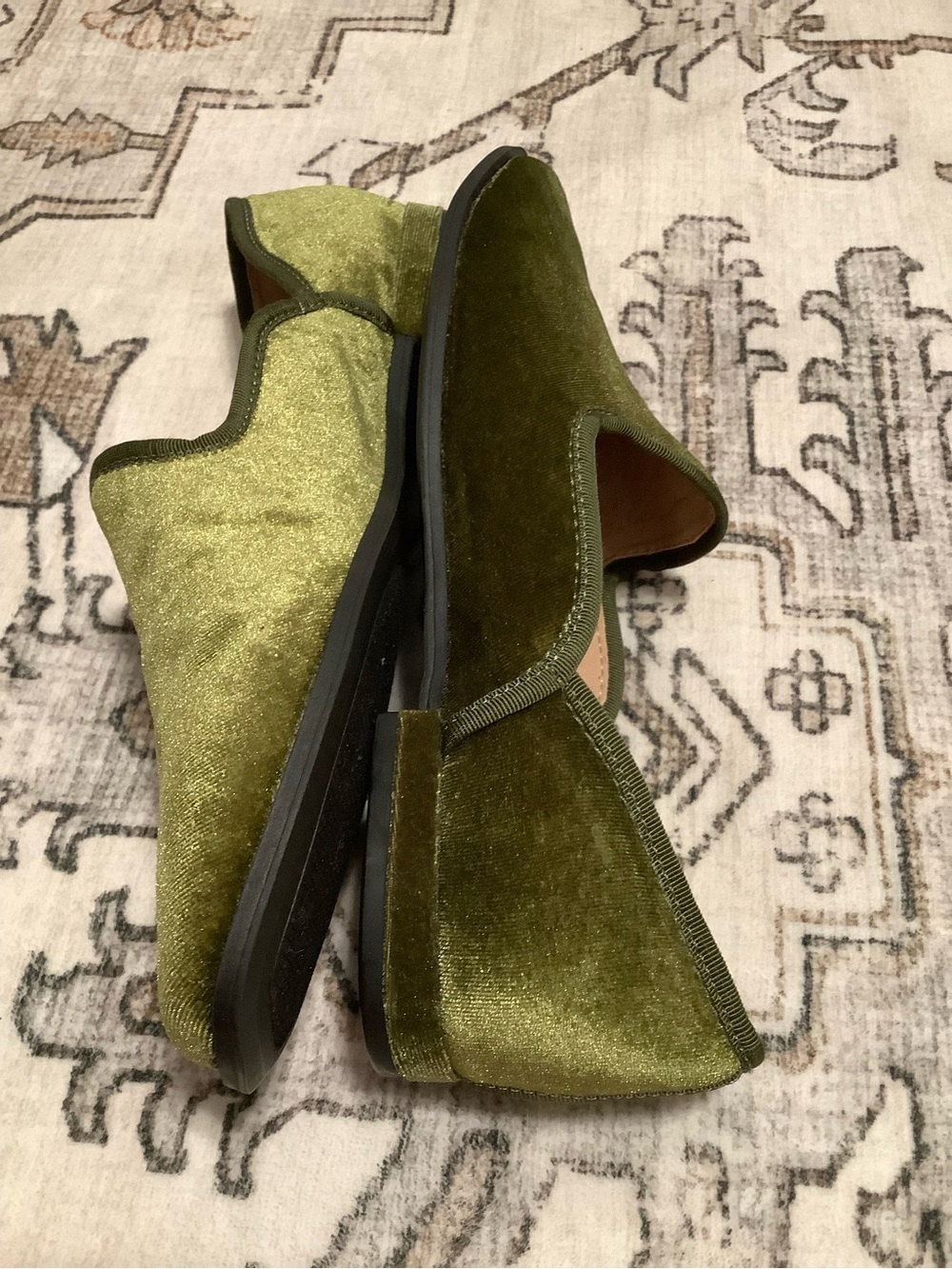 Chelsea & Violet Olive Green Velvet Slip-On Flats - Picture 5 of 6